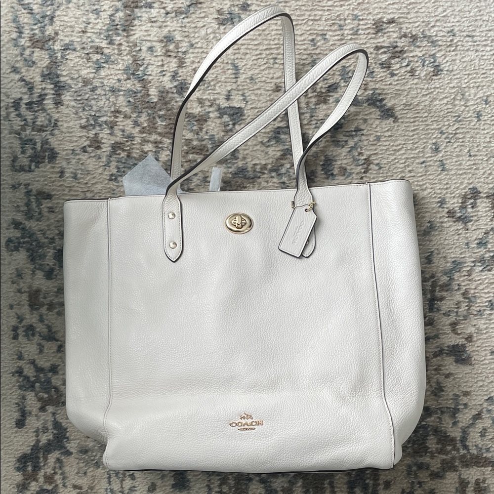 Coach Ivory Leather Tote Bag